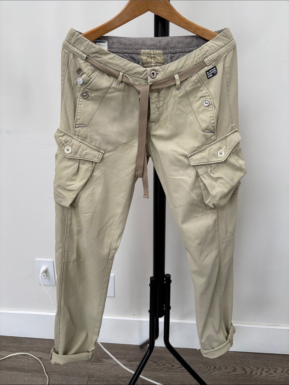 G-Star Khaki Cargo Pants with Drawstring Waist